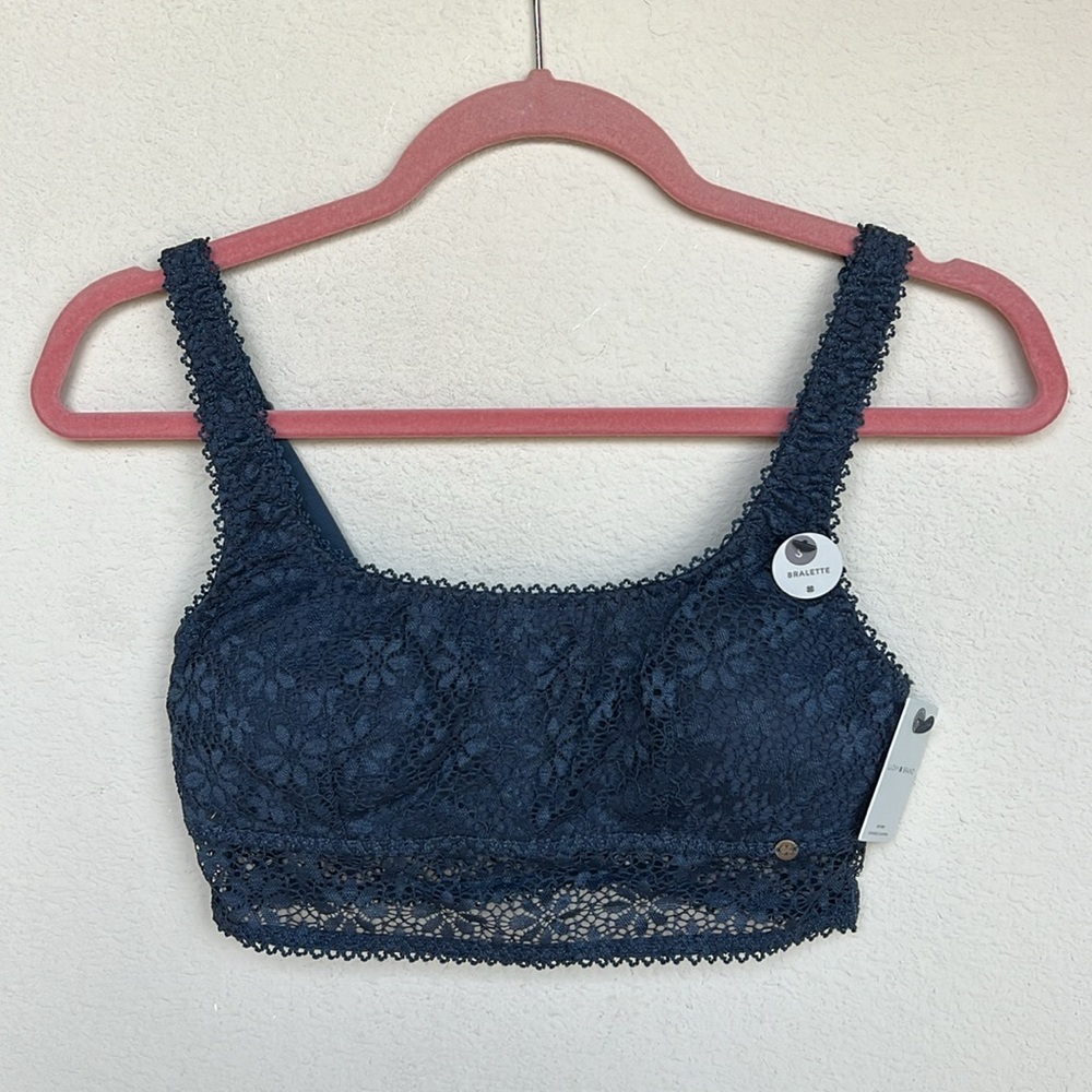 Lucky Brand Blue Lace Bralette, Size S, NWT